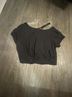 Express One Eleven Black Front Twist Crop Top